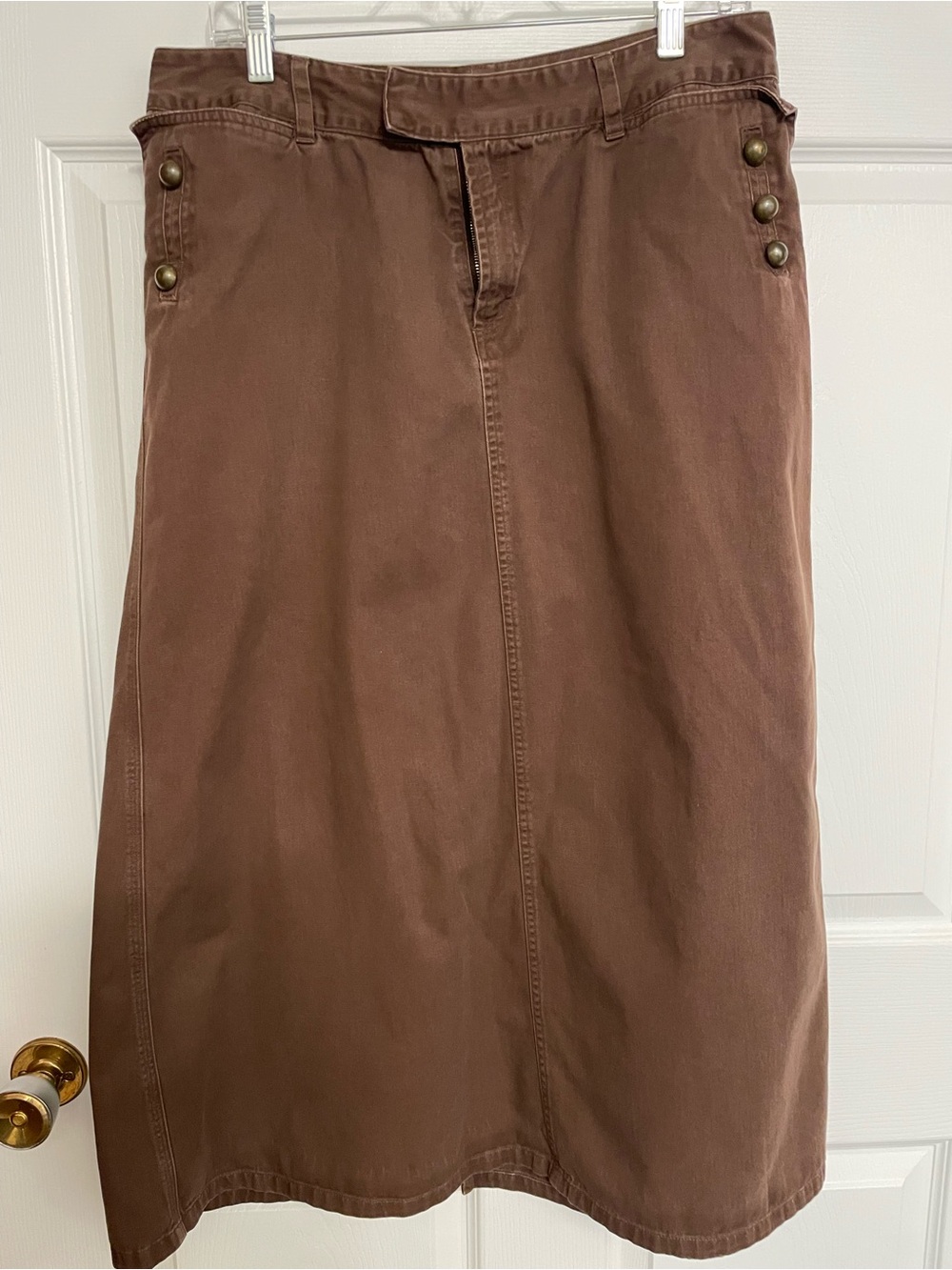Kim Rogers Brown Midi Skirt with Button Details